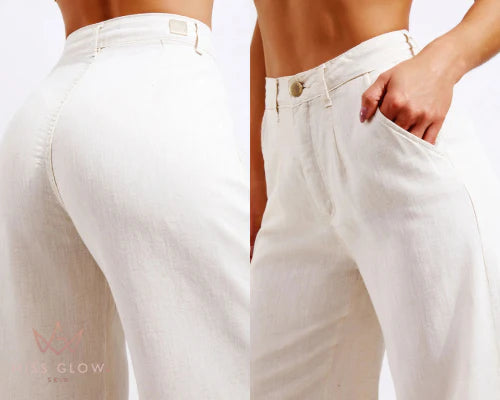 Premium Linen Wide-Leg Sculpt Pants