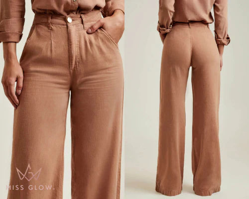 Premium Linen Wide-Leg Sculpt Pants