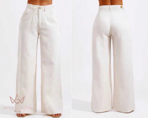 Premium Linen Wide-Leg Sculpt Pants
