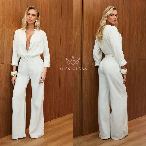 Premium Linen Wide-Leg Sculpt Pants