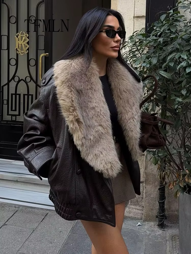 Noir Luxe Faux Fur Aviator Jacket