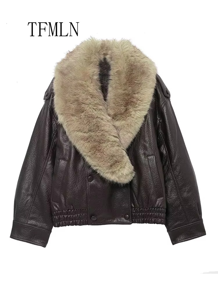Noir Luxe Faux Fur Aviator Jacket