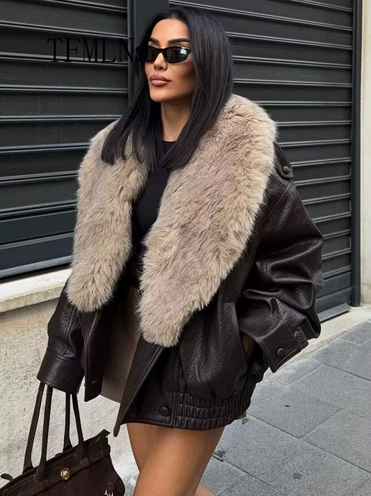 Noir Luxe Faux Fur Aviator Jacket