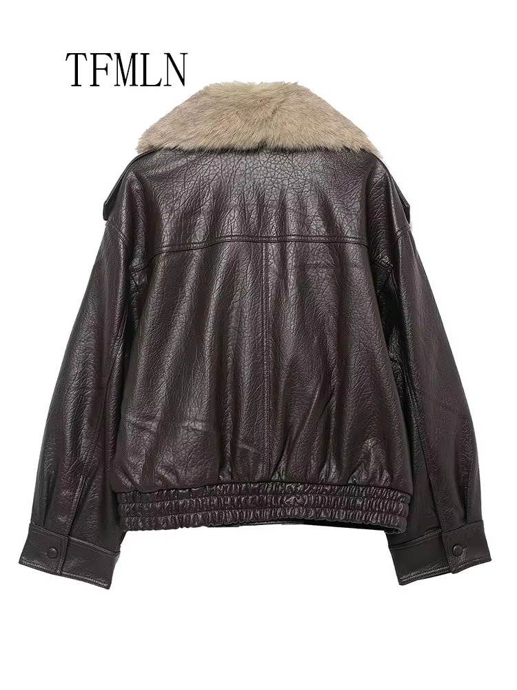 Noir Luxe Faux Fur Aviator Jacket