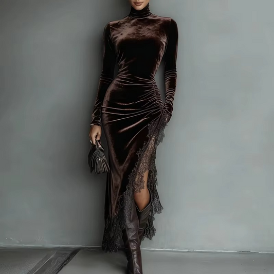 Midnight Velvet Lace Maxi Dress