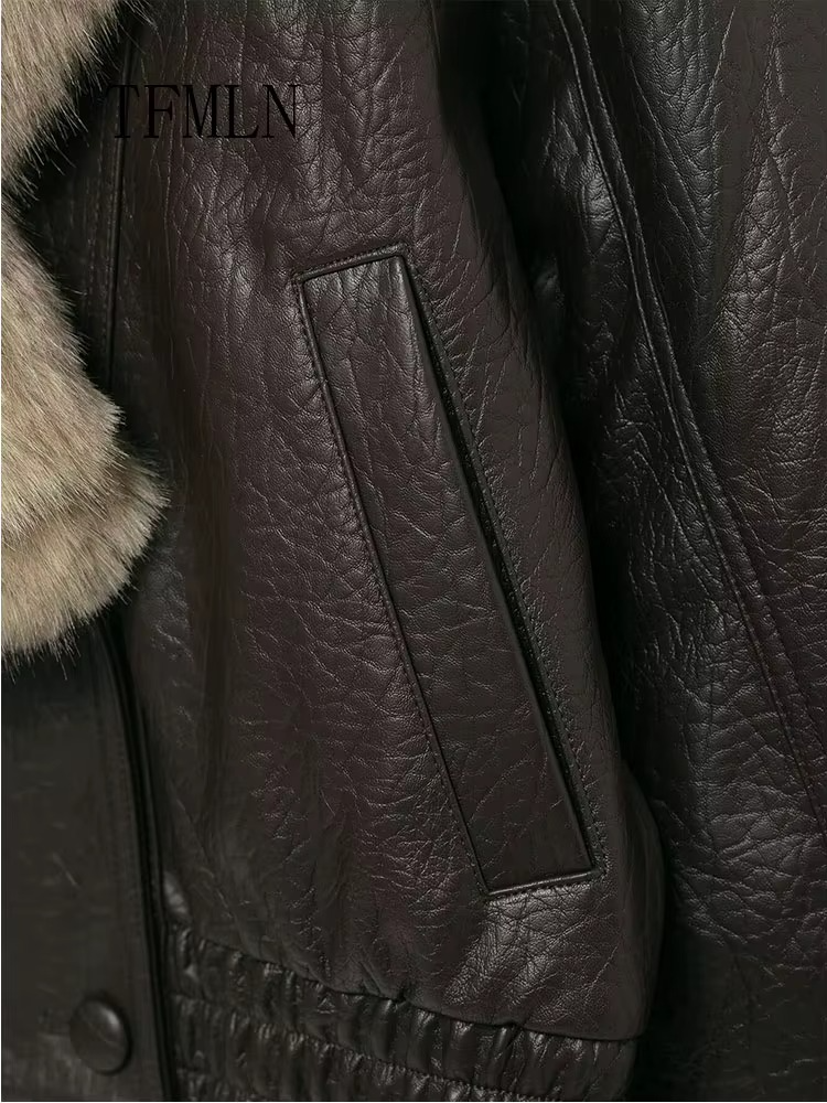 Noir Luxe Faux Fur Aviator Jacket