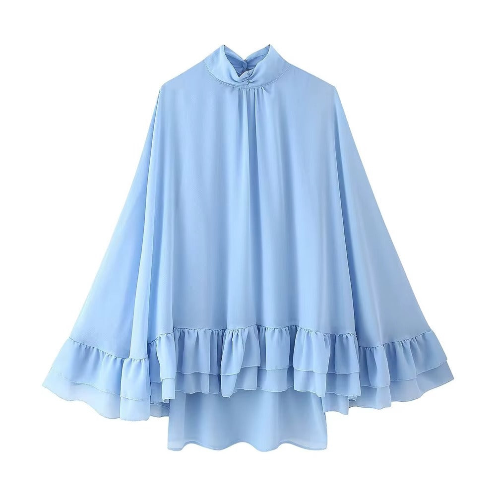 Serenity Blue Chiffon Ruffle Playsuit