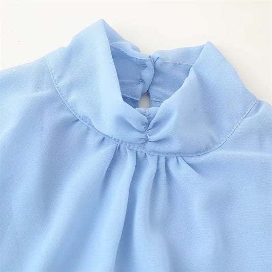 Serenity Blue Chiffon Ruffle Playsuit