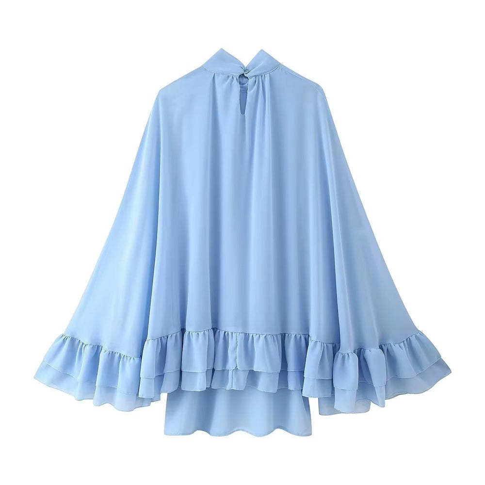 Serenity Blue Chiffon Ruffle Playsuit
